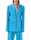 Shop Attico The  Blue Cool Wool Blazer