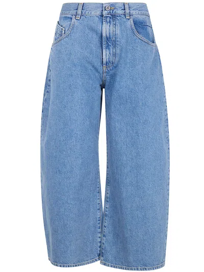 Attico The  Blue Cotton Boyfriend Jeans In Black