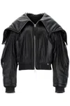 Attico Nappa Bomber Jacket With Oversized Hood
