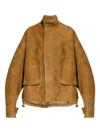 Attico Bomber Jacket Made From Suede Leather In Brown
