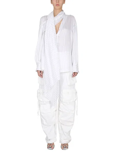 Attico Striped Asymmetric Shirt In White