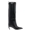 Attico Leather High Shaft Ankle Boots With Pointed Toe