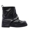 Attico 'mini Robin' Black Ankle Boots With Logo Plaque On The Rear And Pull-tab At The Heel In Blue