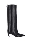 Attico Leather High Shaft Ankle Boots With Pointed Toe