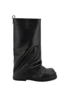 Attico 'robin' Black Boots With Square Toe And Logo Plaque On The Rear In Black