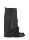 Attico Robin Layered Suede Knee Boots In Black