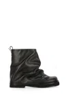 Attico Solid Color Leather Boots With Squared Toe In Black