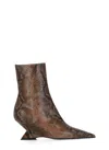 Attico Cheope Snake-effect Leather Ankle Boots In Brown