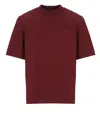 Attico Crewneck Mock Neck Logo Embroidered Top In Burgundy