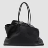 Attico La Passeggiata Medium Asymmetric Leather Tote In Black