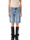 Attico Denim Boyfriend Bermuda Shorts For