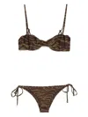Attico Brown And Darck Green Bikini Set