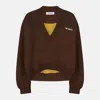 Attico Brown Cropped Sweatshirt With V Neck And Logo Lettering On The Front In Cotton Woman In Brown