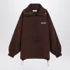 Attico Brown Double American Fleece Anorak Sweatshirt In Brown