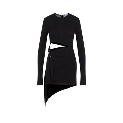 Attico The  Buckle-detailed Jersey Dress In Black