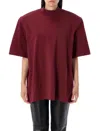 Attico Crewneck Mock Neck Logo Embroidered Top In Burgundy