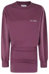 Attico Burgundy Draped Mini Dress With Long Sleeves In Purple