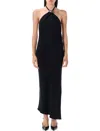 Attico Halter Neck Sleeveless Midi Dress With Side Slit In Black