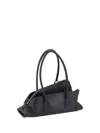 Attico La Passeggiata Small Asymmetric Leather Tote In Black
