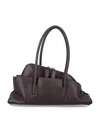 Attico The  Calf Leather Asymmetric La Passeggiata Tote Bag In Brown