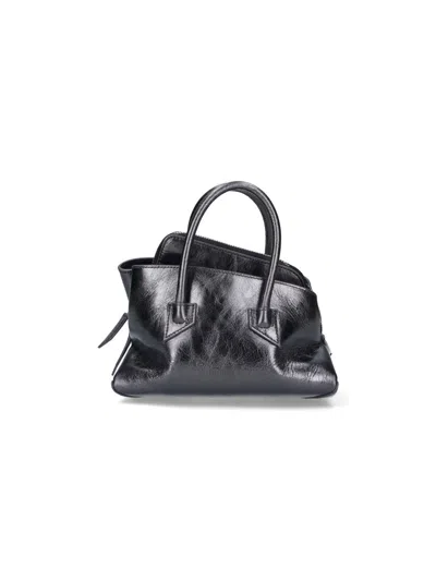 Attico The  Calf Leather Bag With Inside Pocket In Grey