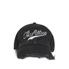 Attico Baseball Cap With Embroidery Logo And Frayed Hem In Black