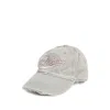 Attico Vintage Effect Baseball Cap Curved Brim In Gray