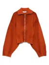 Attico Zip-front Ribbed Cardigan In Red
