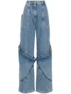 Attico Mid Rise Baggy Jeans In Clear Blue