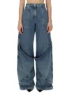 Attico Sky Blue Baggy Jeans With Large Pockets In Navy