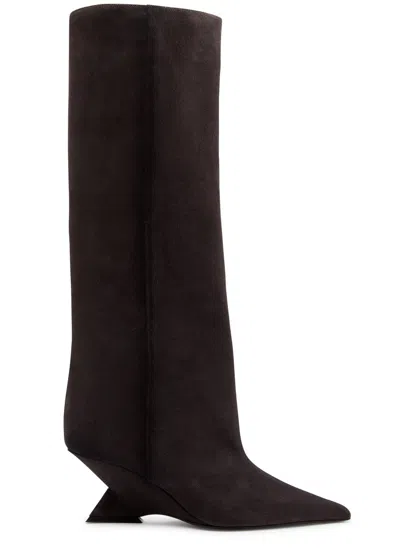 Attico The  Cheope 60 Suede Knee-high Boots In Dark Grey