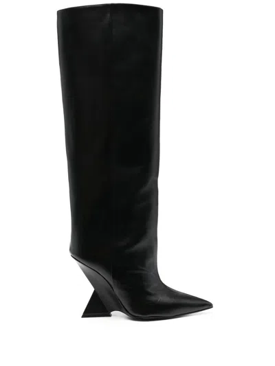 Attico The  Cheope Calf Leather Tube Boot 105mm Shoes In Black