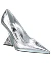 Attico 105mm Cheope Laminated Leather Pumps In Silver