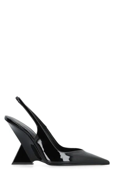 Attico The  Cheope Patent Leather Slingback Pumps In Black