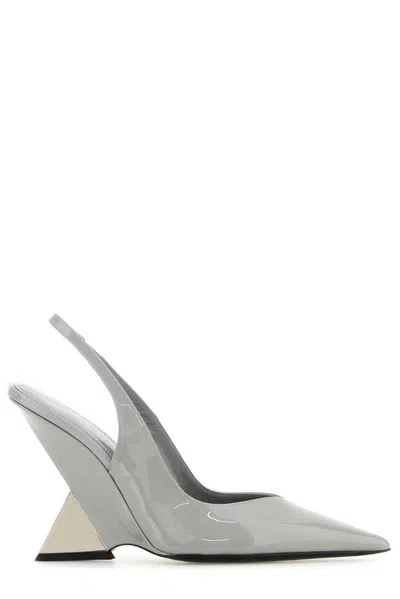 Attico Grey Leather Cheope Pumps