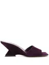 Attico Cheope 70 Suede Wedge Mules In Purple