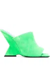 Attico 105mm Cheope Suede Wedge Mules In Green