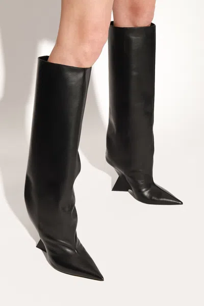 Attico Cheope Leather Knee Boots In Black