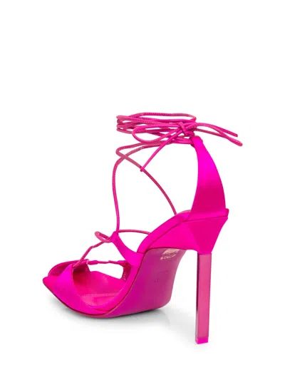 Attico The  Chic Leather Mini Heels In Pink