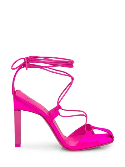 Attico The  Chic Leather Mini Heels In Pink