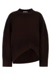 Attico Crew Neck Wool Cashmere Sweater Asymmetric Hem In Purple