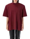 Attico Crewneck Mock Neck Logo Embroidered Top In Burgundy