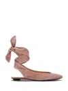 Attico Cloe Wraparound Leather Ballet Flats In Mud