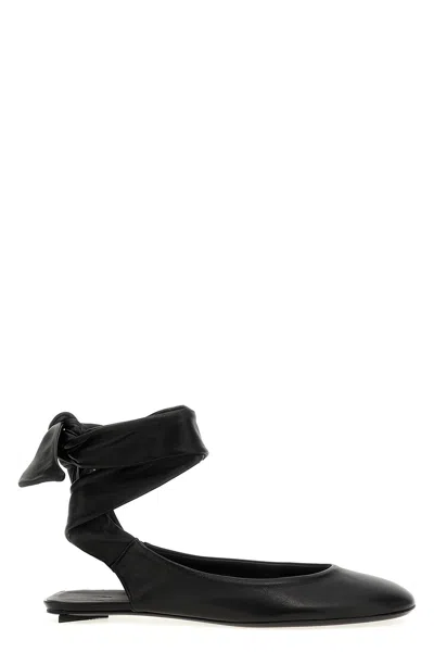 Attico Leather Pointed Toe Ballerinas In Black