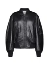 Attico Oversized Nappa Leather Bomber Jacket In Black