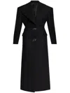 Attico Buttoned Long Coat In Black