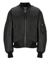 Attico Black Leather Bomber Jacket In Black