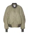 Attico Grey Bomber Jacket With Front Zip Closure And One Zipped Pocket On The Sleeve In Tech Fabric Woman In Green