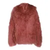 Attico The  Pink Viscose Fur Jacket In Vintage Rose