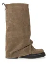 Attico Suede Robin Combat Boots In Brown